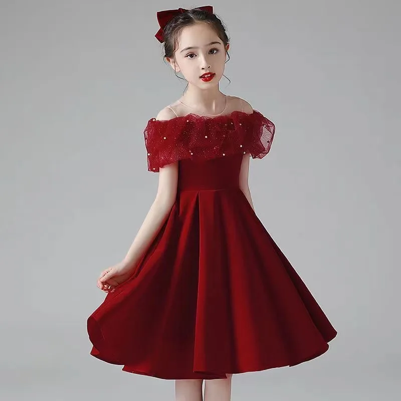 2026New stylish girls' dress, children's formal gown, princess high-end wedding and birthday host dress