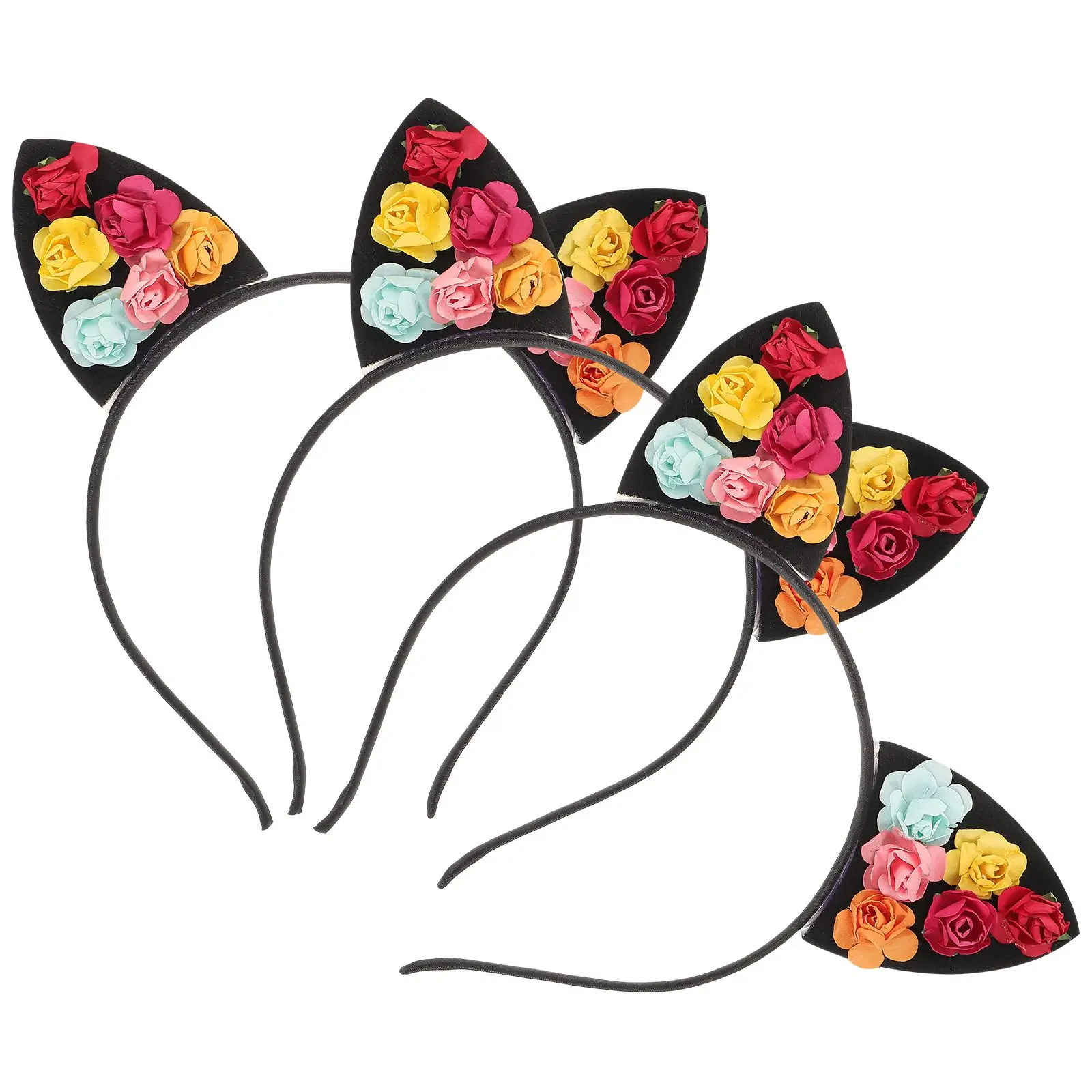 

3 Pcs Cat Headb Women Girls Elastic Hair Hoop Flowers Accessory Costume Graduation Party Wedding Photography Hair Tools