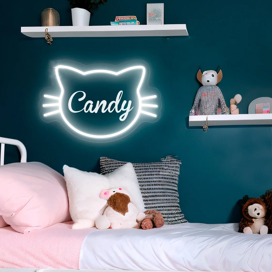 Custom Name Neon Sign For Kids, Cat Neon Sign Custom UV Neon sign Cat Decor Kids Room Decor Gift For Kids,Birthday Party Gift