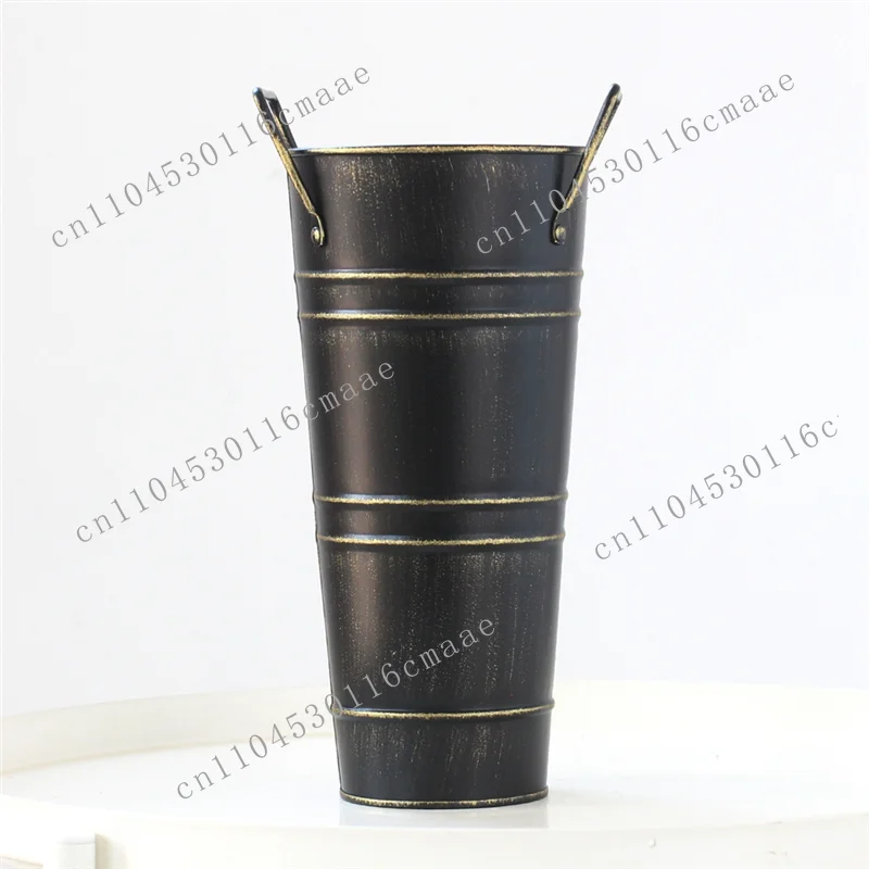 新しい傘立て レトロな古い樽型フラワーアレンジメント装飾 丸型傘収納樽 ドア装飾-B61B