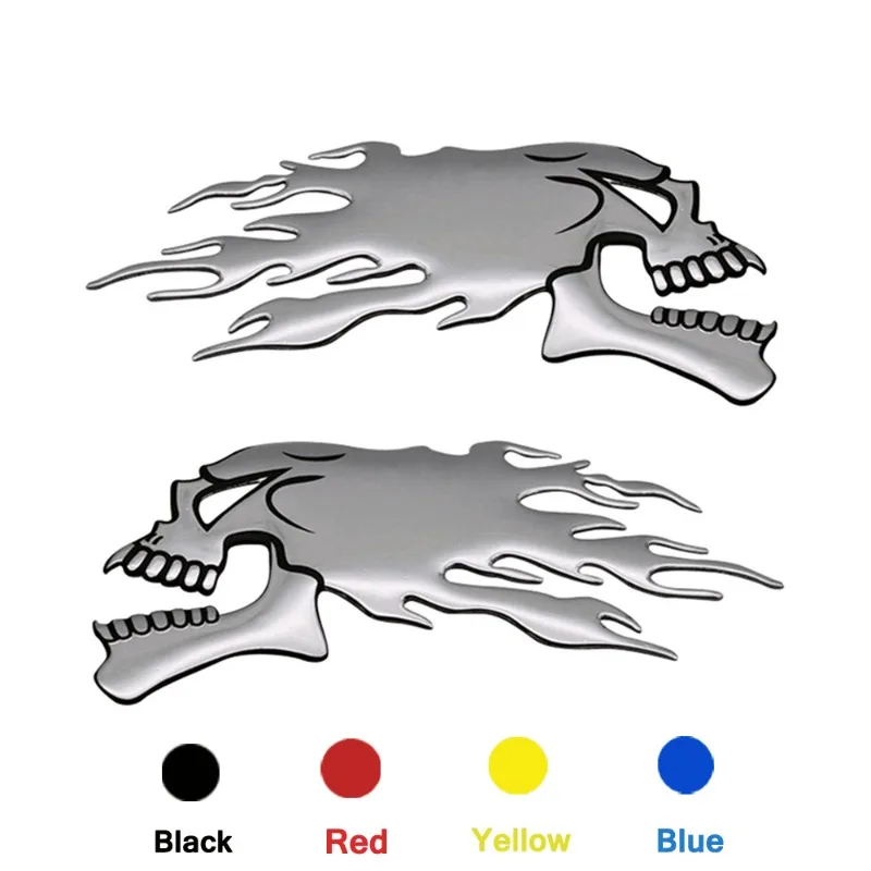 

2 Pcs 3D PVC Ghost Skull Motorcycle Tank Sticker Car Stretch Motorcycle Modified Sticker Badge Body Sticker