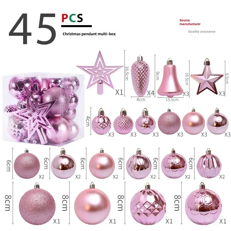 

45PCS 4/6/8CM Tree Top Star Christmas Ball Christmas Tree Pendant Set Pack Christmas Decorations 2025 New Year Navidad Gifts