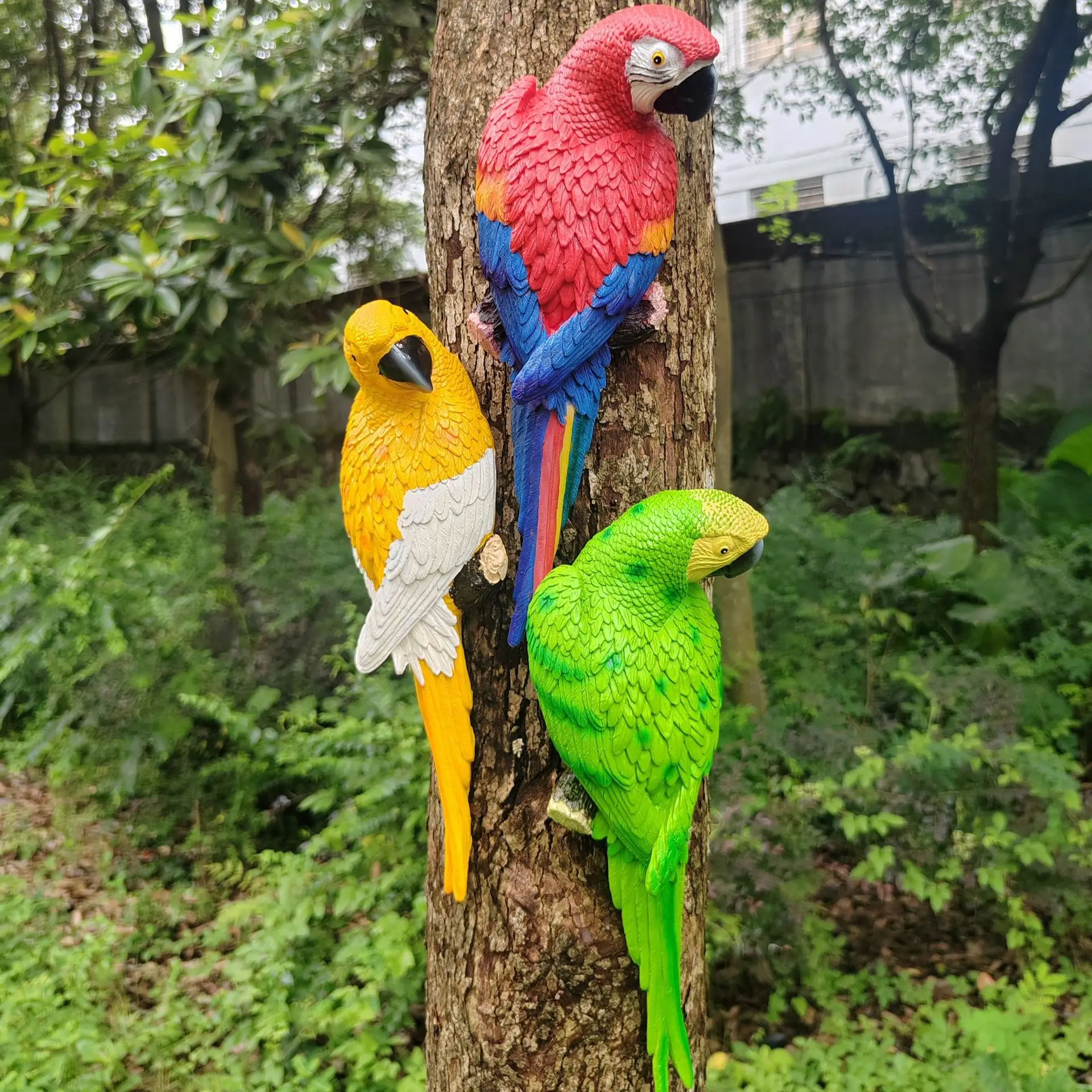 مقلد الببغاء الحلي في الهواء الطلق حديقة ديكور المنزل شجرة النباح ساحة فناء الديكور الحرف تماثيل الطيور الحيوان النحت #5