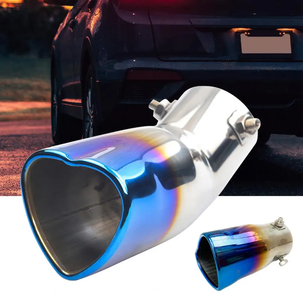 Stainless Steel Exhaust Tail Pipe Straight Fine Workmanship Practical Heart Shaped Car Muffler Tip Exhaust Pipe