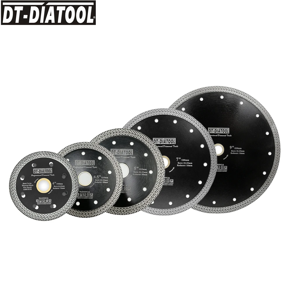 DIATOOL-5pcs Diamond Tile Cutting Disc Cutting Wheel Mesh Turbo Saw Blades for Tile Porcelain Marble 4inch 4.5inch 5inch10Pcs