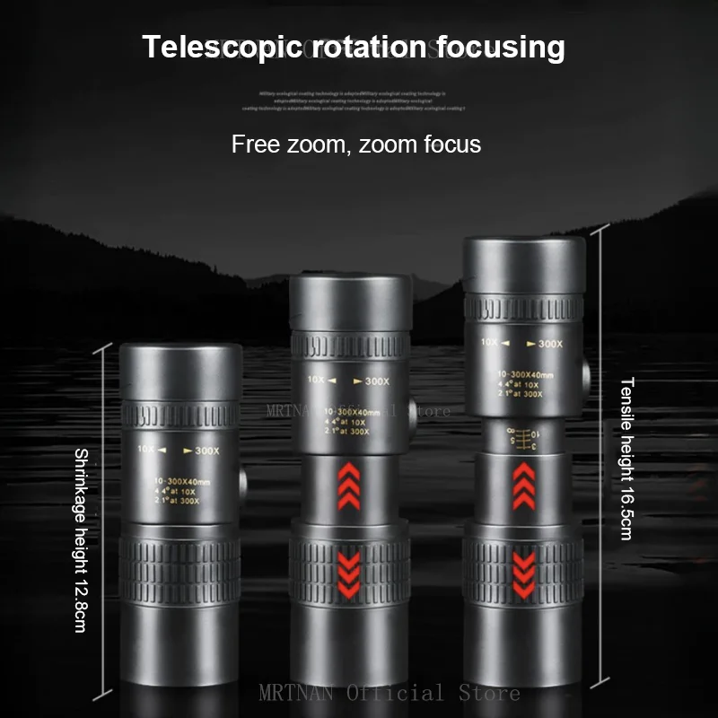 Metal 10-300x zoom hd poderoso binóculos de longo alcance portátil alta qualidade telescópio profissional monocular para caça