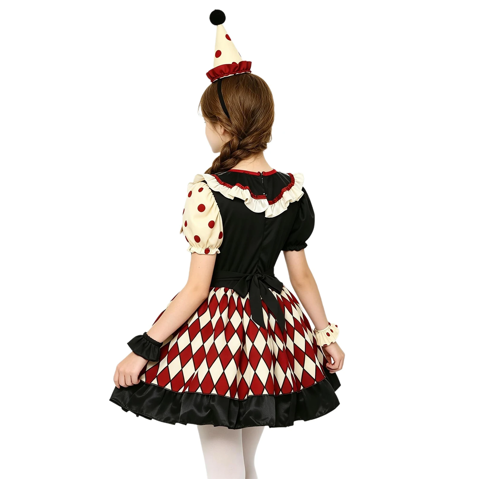 Kids Girls Boy Clown Clothes Set Children Circus Halloween Carnival Cosplay Stage Performance Costume Jester Role Play Dress Up