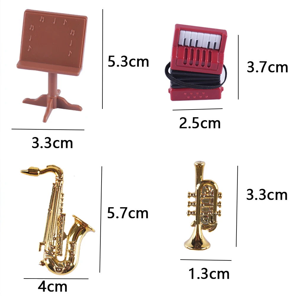 Toys Girl Music Box Scene Accessories 1 12 Scale Dollhouse Furniture Mini Grand Piano Miniature Items Saxophone Instrument Set