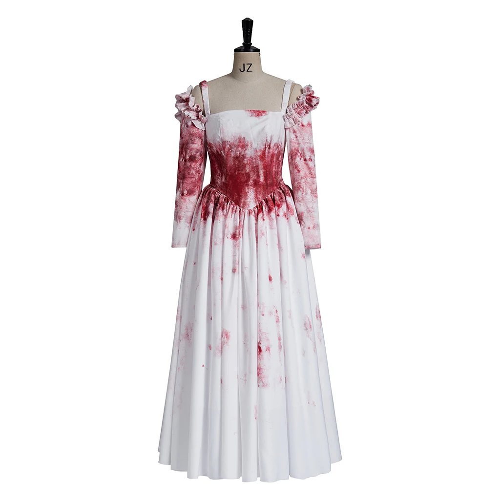 

Queen Margot Cosplay Costume Blood Dress Movie Queen Marguerite Cosplay White Dress Women Halloween Party Carnival Clothes