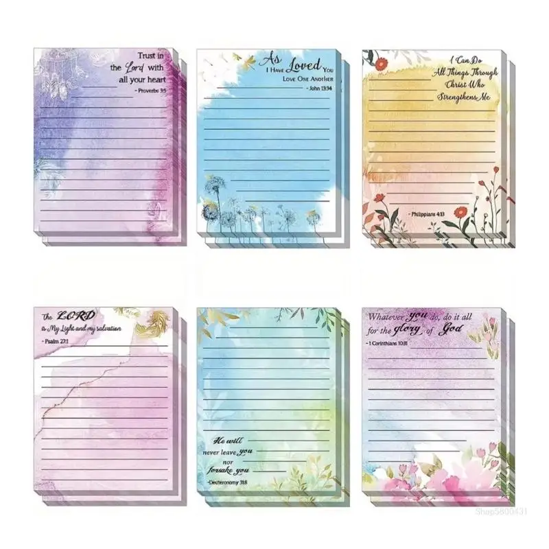 6/8 Pieces Lined Sticky Notes Colourful Notes Memo Pad Self-Adhesive Sticky Notes Flower Memo Post Stickies for Student