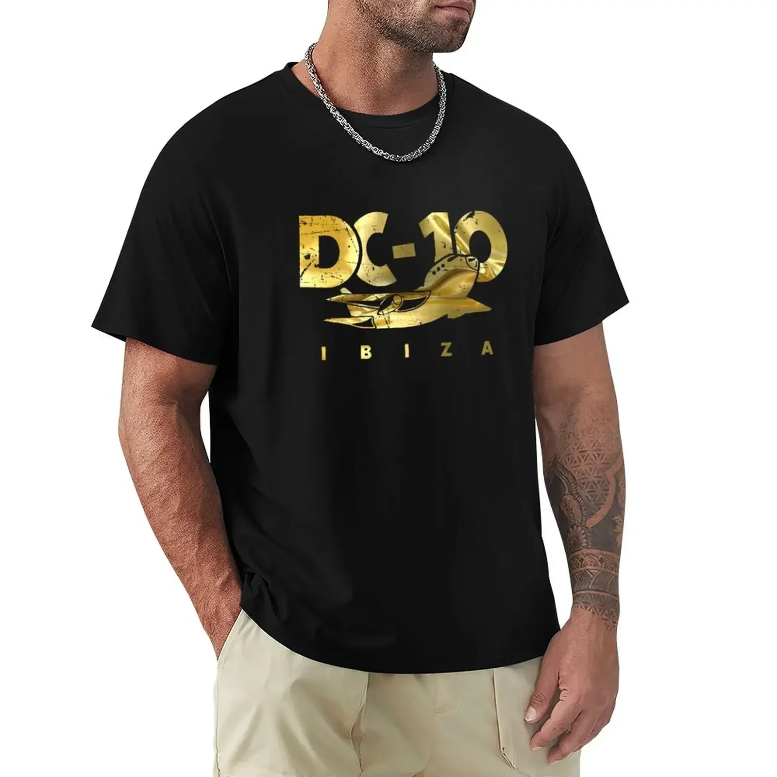 Camiseta con estampado de La leyenda de La French Touch para hombre, camisa divertida de color negro, dorado y dorado, modelo DC10 Bar Club IBIZA, 2024