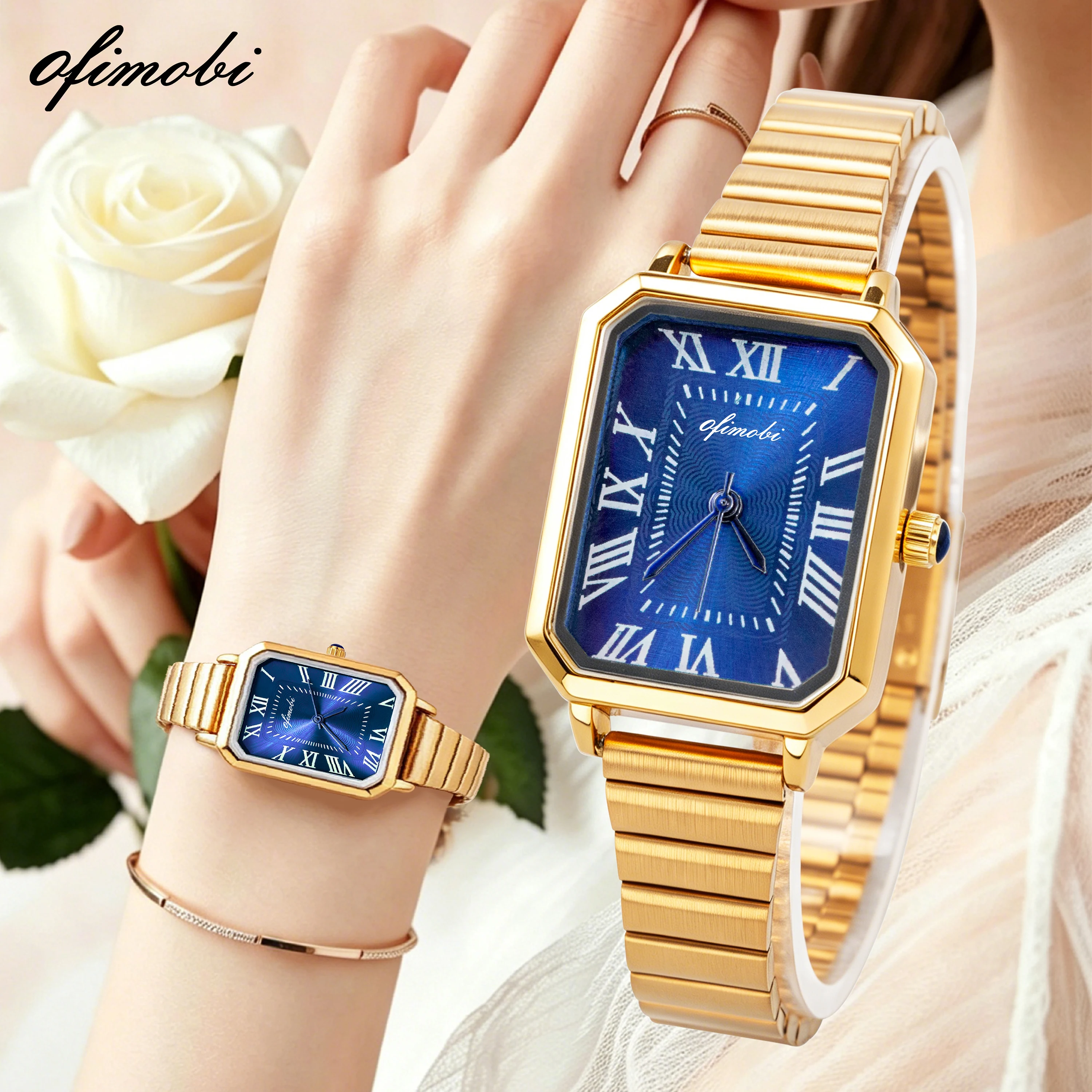 Vintage Elegant Rectangular Women's Quartz Watch 22.5mm Roman Numerals Waterproof Stainless Steel Wristwatch Reloj Mujer