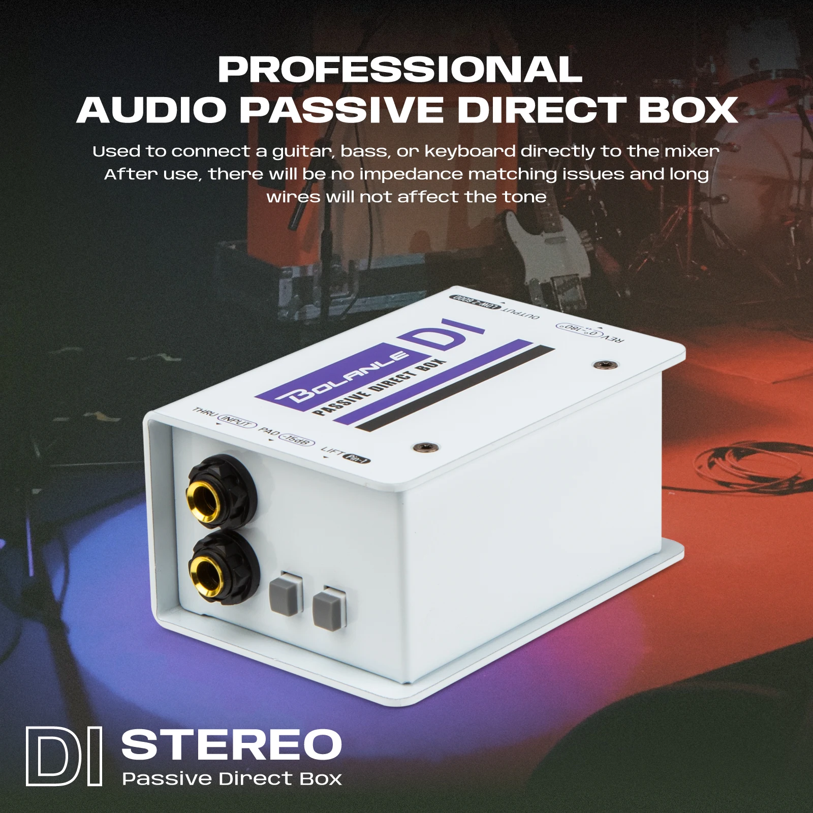 Bolanle D1 Passive  DI Box Single Channel - Jensen Transformer for Guitar/Keyboard/Bass, Balanced XLR Output, Ground Lift Switch