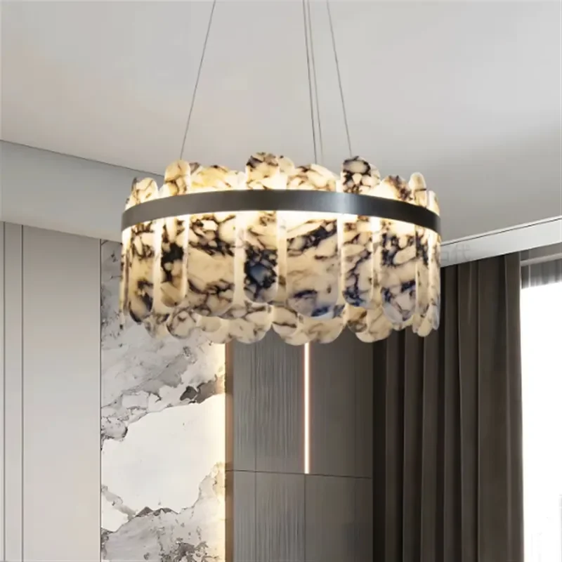 Italian Minimalist Round Marble Pendant Light, Light Designer Lamp for Living Room Dining Bedroom Hotel Room
