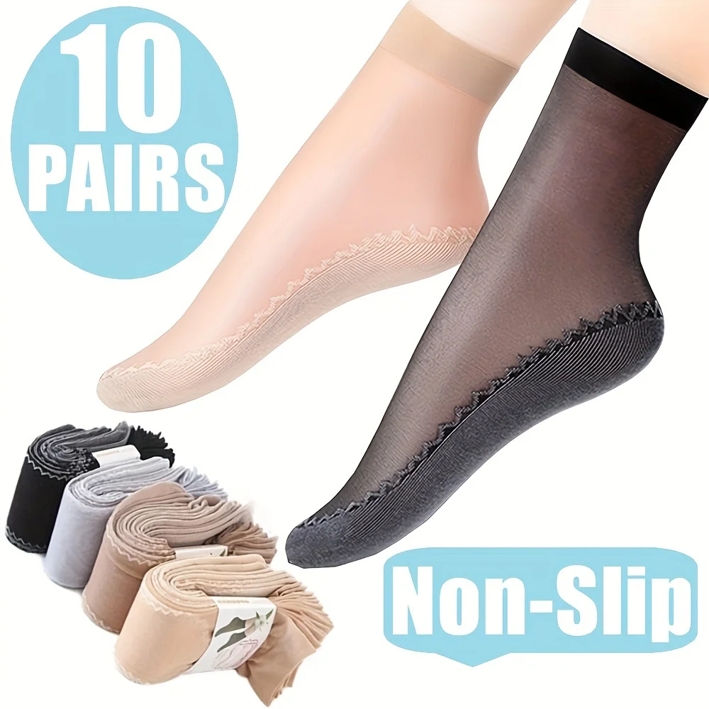 10Pairs Women Sock Soft Breathable High Quality Ultra-Thin Ankle Sock Comfortable Lightweight Transparent Fashionable Casual Sox