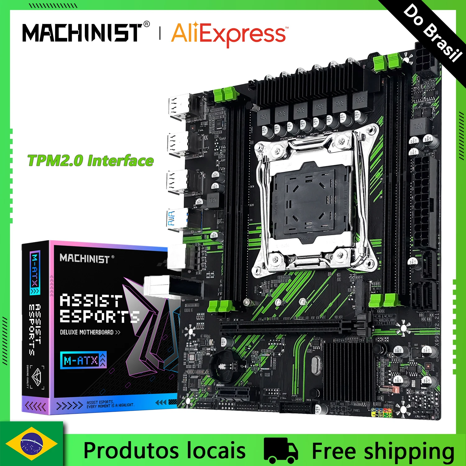 Placa-mãe MACHINIST X99 PR9 com suporte TPM2.0 para processadores Xeon E5 V3/V4 LGA 2011-3, memória RAM DDR4 de quatro canais e SNVME/SATA M.2.