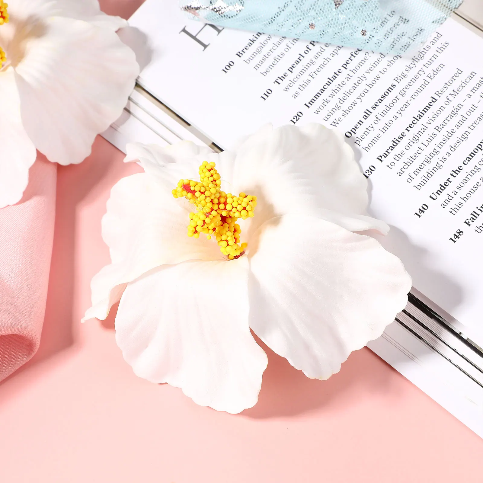 

10 Pcs Artificial Hibiscus Flower Hair Clips for Summer Party DIY Decorations Girls Headwear Beach Theme Accessories Favors