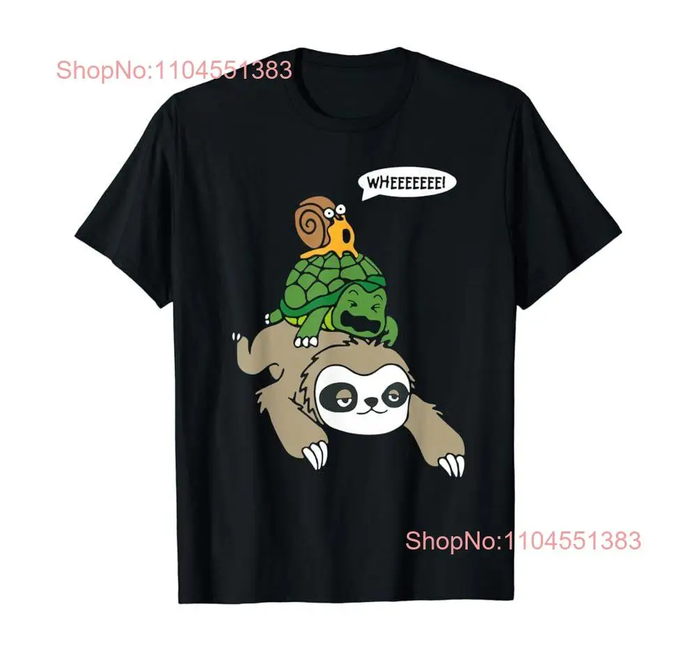 

Sloth Turtle Snail Piggyback T Shirt Animal Running Wild Tee
