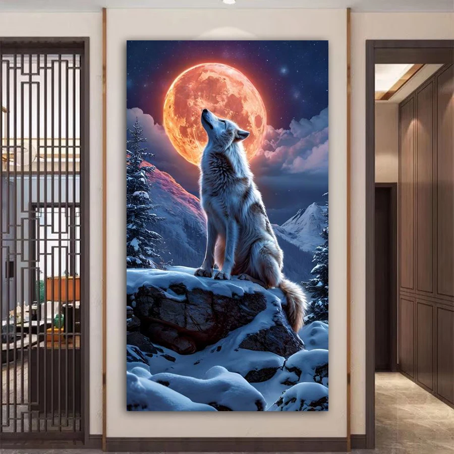 

Лунный волк, большой размер, сделай сам, алмазная живопись, новая коллекция, дикие животные, тигр, полная дрель, мозаика, вышивка, фотографии 100x200 см