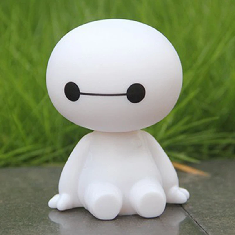 Cartoon Plastic Baymax Robot Shaking Head Figure Car Ornaments Auto Interior Decorations Big Hero Doll Toys Accessories