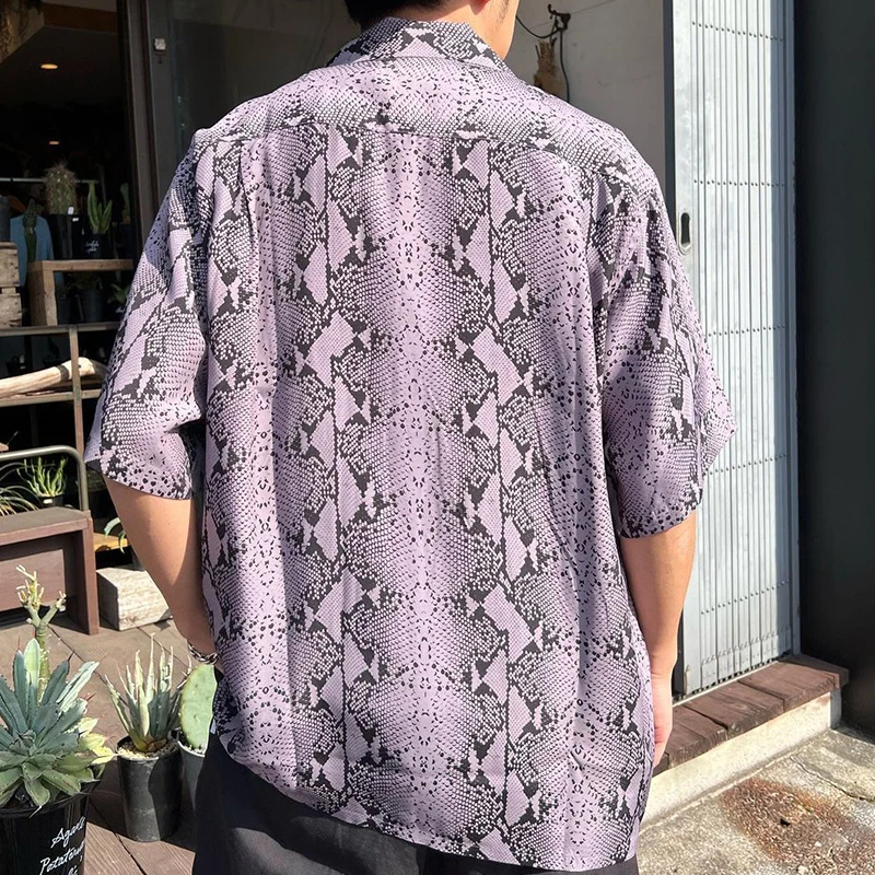

WAO MARIA Python Pattern Summer Casual ort Sve irt Youth Loose Fit Ironl Proc Soft Luster Thin Model irt