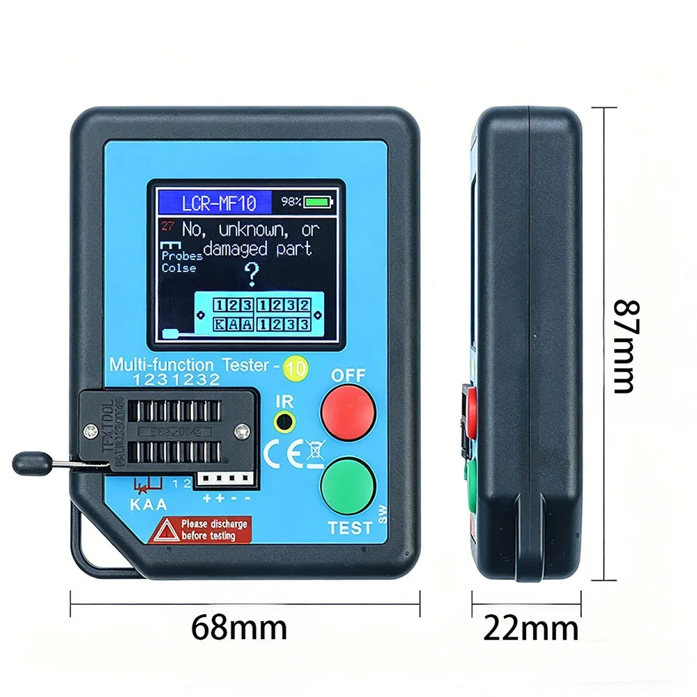 LCR-MF10 Transistor Tester High-Precision Digital Multimeter Multi Functional Digital Display Transistor Tester Type C Interface