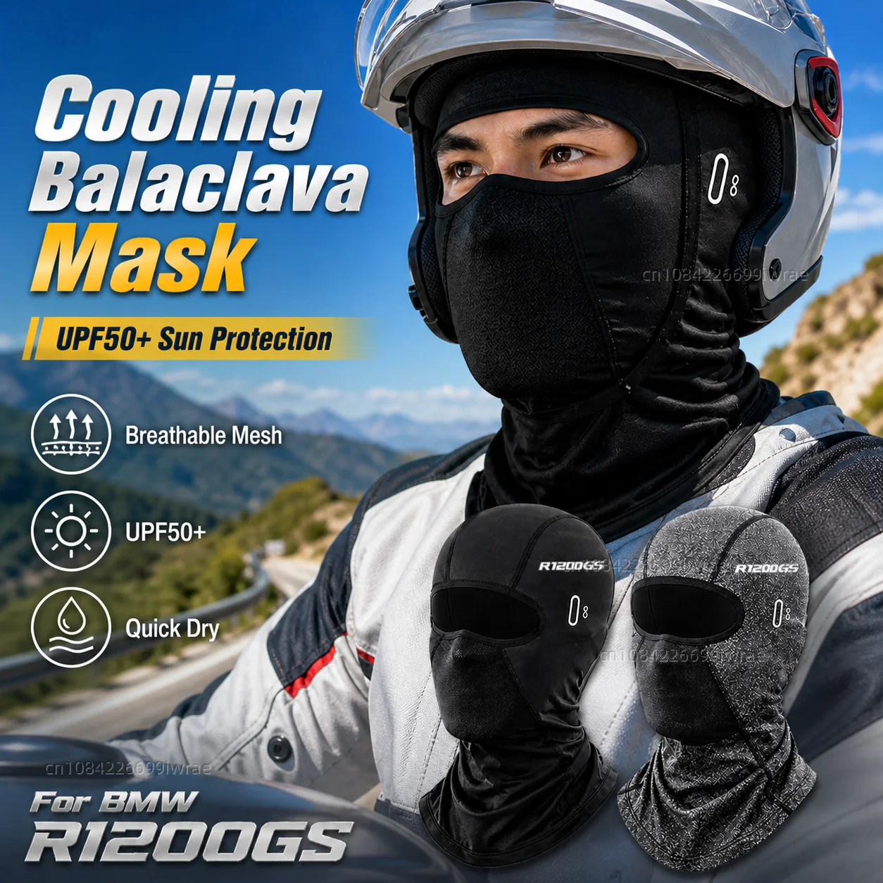 

Cooling Motorcycle Balaclava Mask UPF50+ UV Protection Breathable Face Cover Summer For BMW R1200GS 2007-2011 2012 R 1200 GS