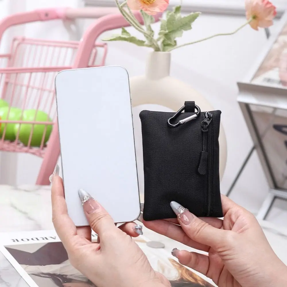 Practical Canvas Coin Purse Solid Color Zipper Card Bag Ultra Light Mini Size Key Pouch For Men
