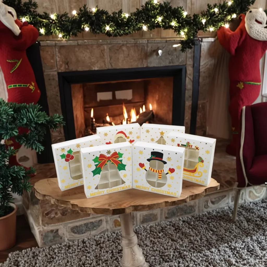 6/12 Stück Weihnachtsgeschenkboxen mit Einlage, Weihnachtsgeschenkbox mit Fenster, Geschenkverpackungsbox für Weihnachtsgeschenke – Detail 1