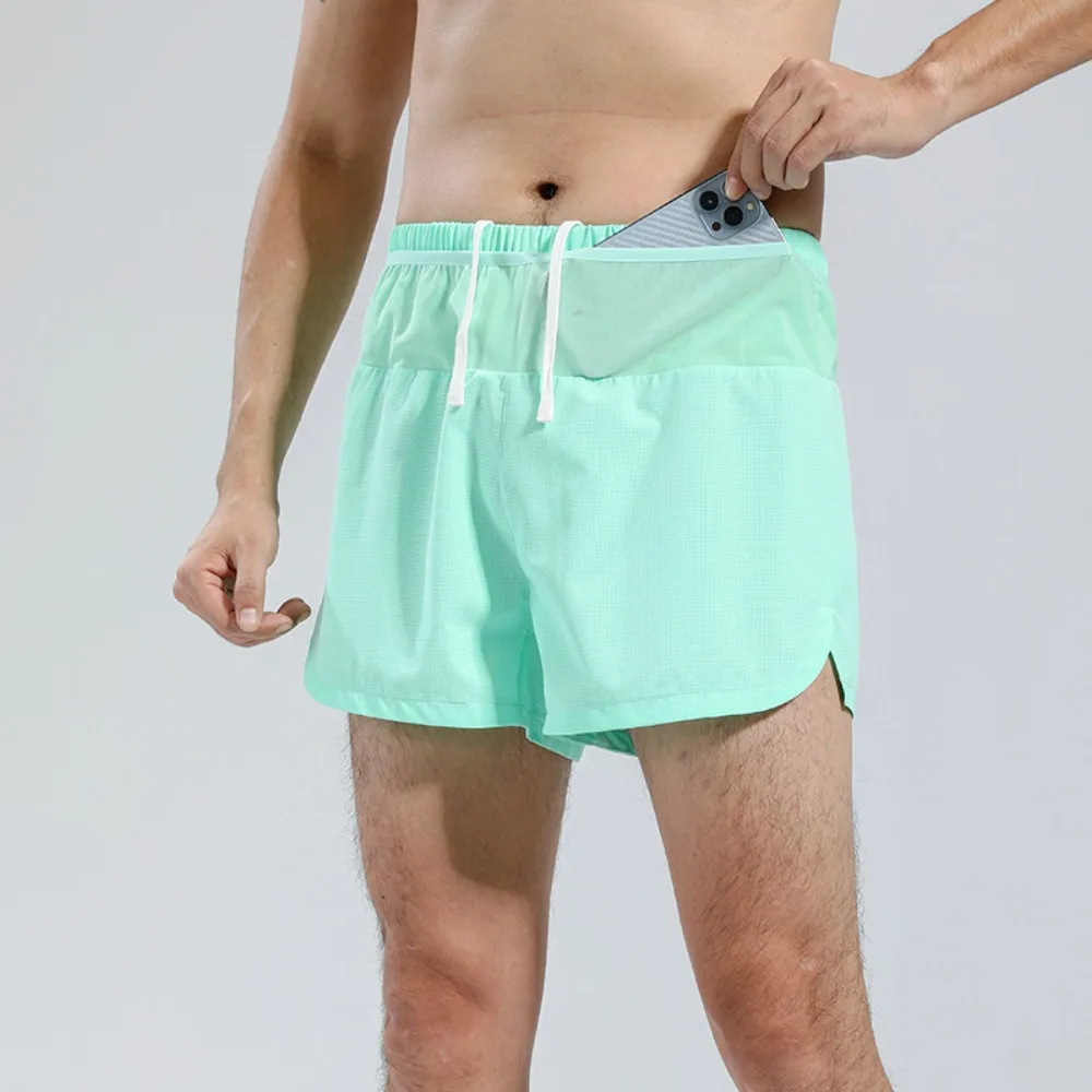 

Летние спортивные шорты для бега, быстросохнущие, для фитнеса, баскетбола, марафона, тренировок, двухслойные, трехсекционные, мужские шорты для спортзала