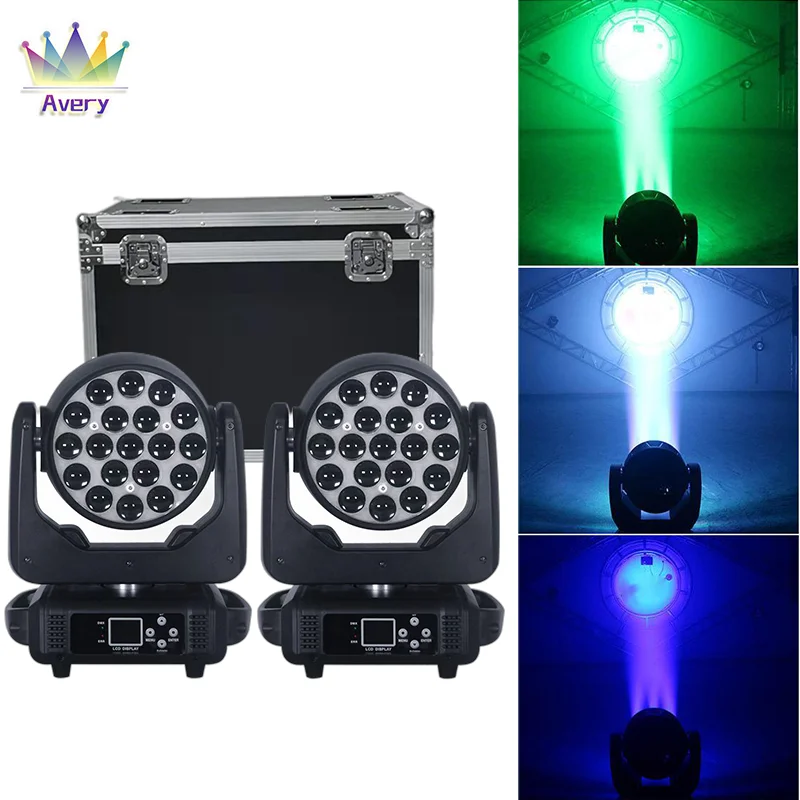 Imagem -03 - Led Moving Head Stage Luz Flight Case Rgbw Dmx Wash 19x15w dj Disco Party Night Bar Bola Casamento sem Luz em 1