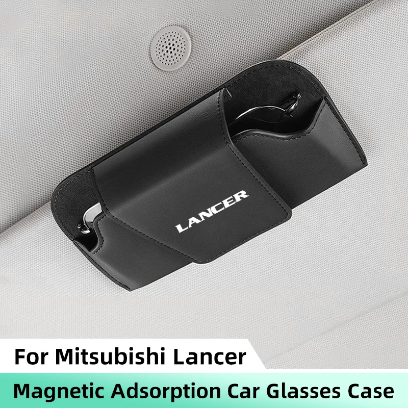 Car Sunglasses Holder Case For Mitsubishi Lancer 10 3 EV X Asx Magnetic Auto Sun Visor Glasses Box Clip Eyeglasses Storage Bag