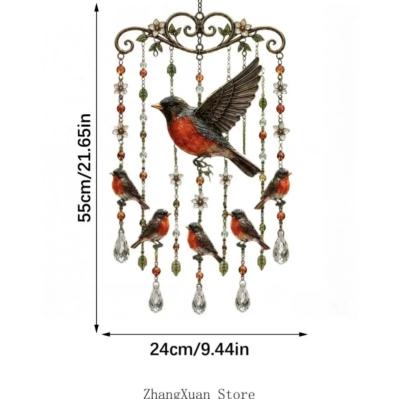 Gartenvogel-Hängestück mit facettierten Anhängern für Fensterhaus 3XUF – Detail 6