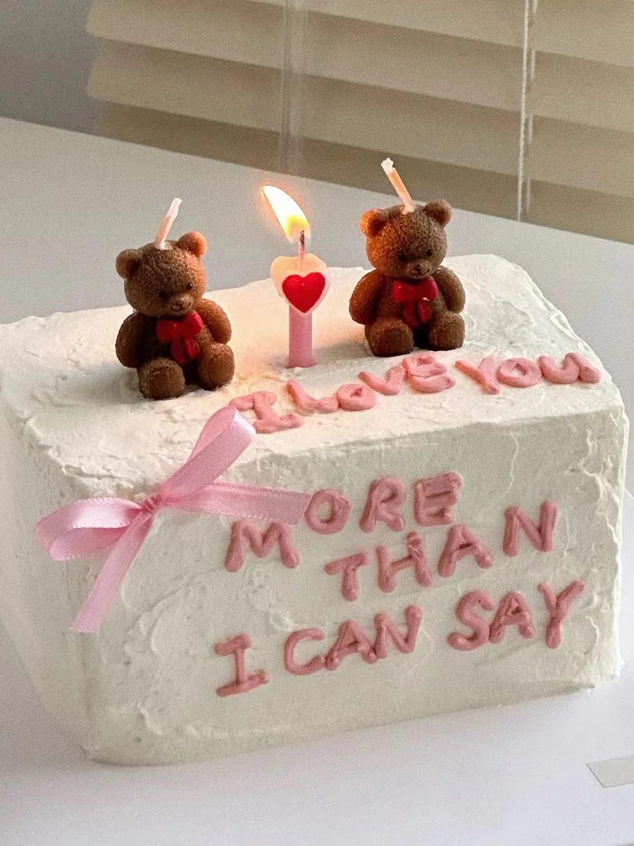 

Children's Day Little Bear Candle Cake Decoration Ornament Happy Birthday Party Bear Candles Cake Topper Wedding Baking Supplies