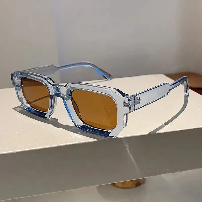 Fashion Blue Square Sunglasses For Women Men Retro Luxury Designer Clear Lens Sun Glasses Shades UV400 Eyeglasses image 2