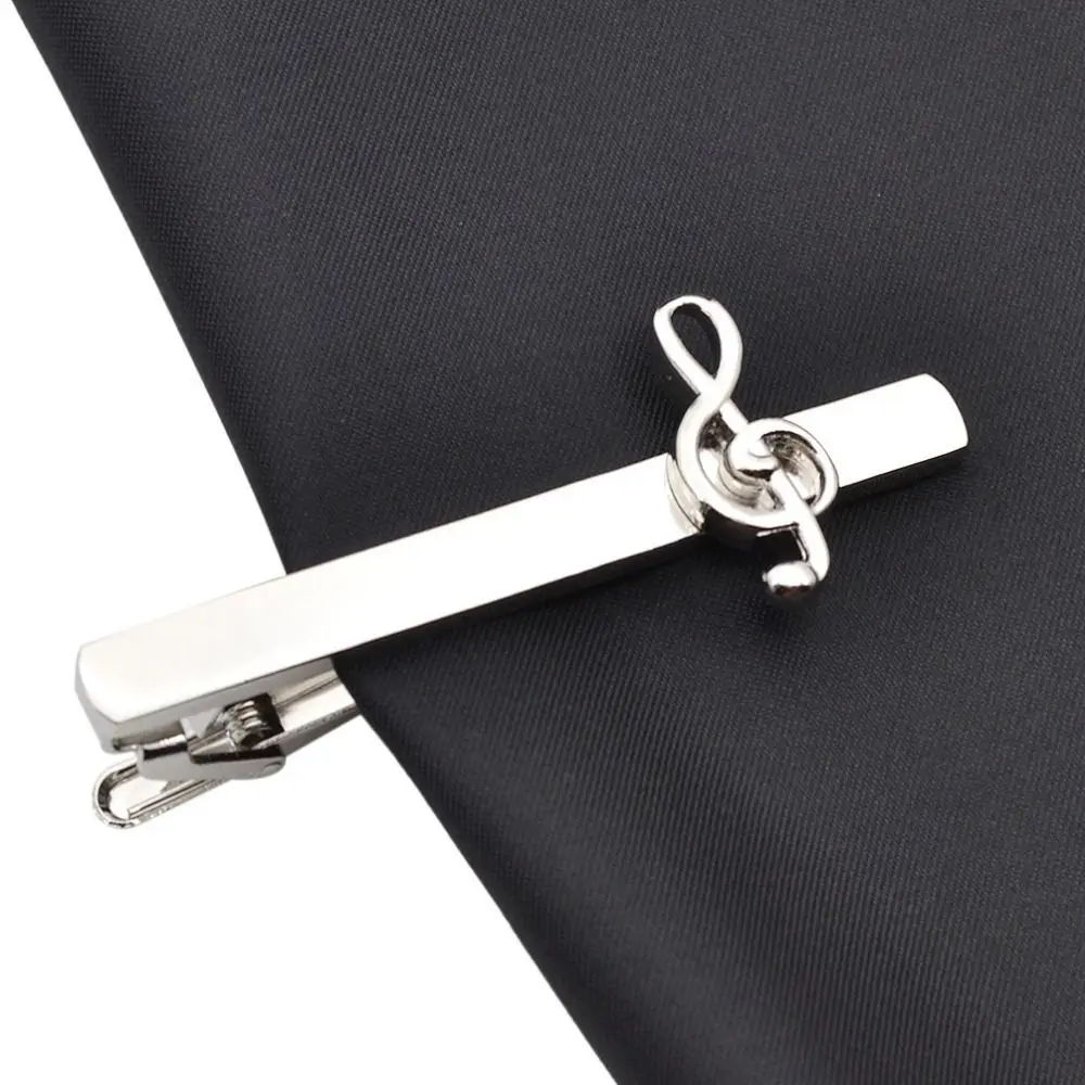 Fashion Silver Color Necktie Clips Musical Note Necktie Pin Men Jewelry Clasp Tie Pin for Shirt