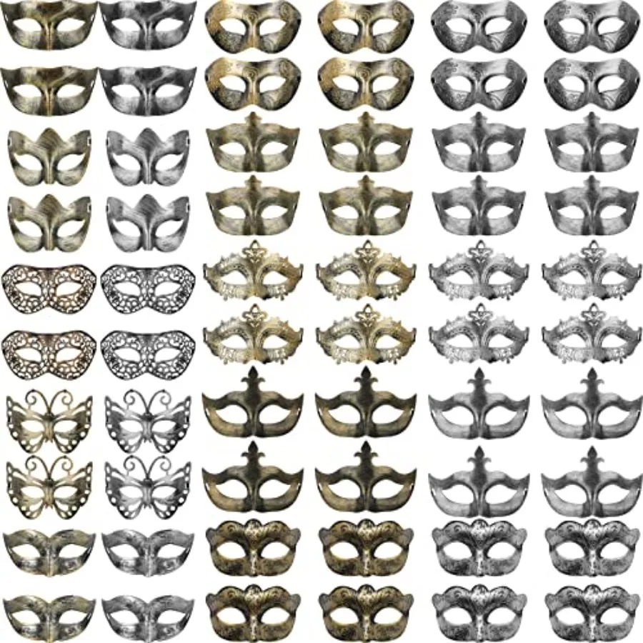 60 قطعة قناع تنكر السائبة خمر قناع البندقية العتيقة للنساء الرجال كرنفال هالوين ماري العشب زي حفلة-أنيقة H #1