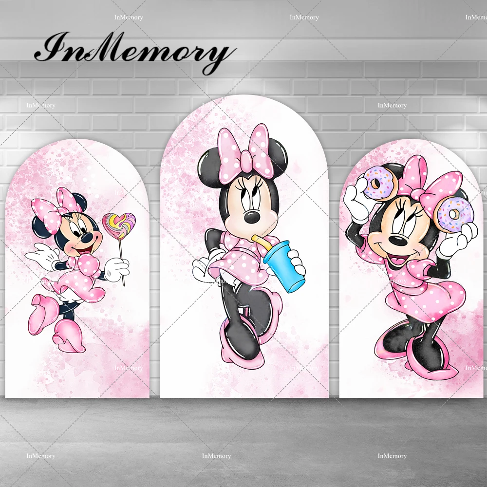 

Cute Minnie Theme Chiara Arch Backdrop For Photography Girls Baby Shower Newborn 1st Birthday Party Backgrounds Photo Banner