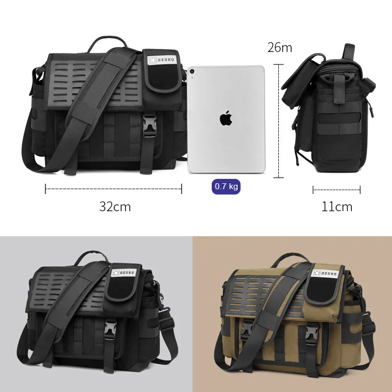 Oxford Cloth durable men's crossbody postman bag, multi-functional flip cover lock, large-capacity single-shoulder backpack