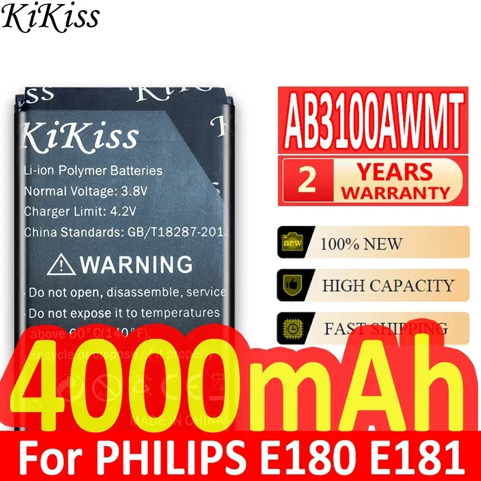 KiKiss Battery  4000mAh AB3100AWMC for Philips Xenium E560 CTE560 E181 E180 CTE181 CTE180 CTE180BK