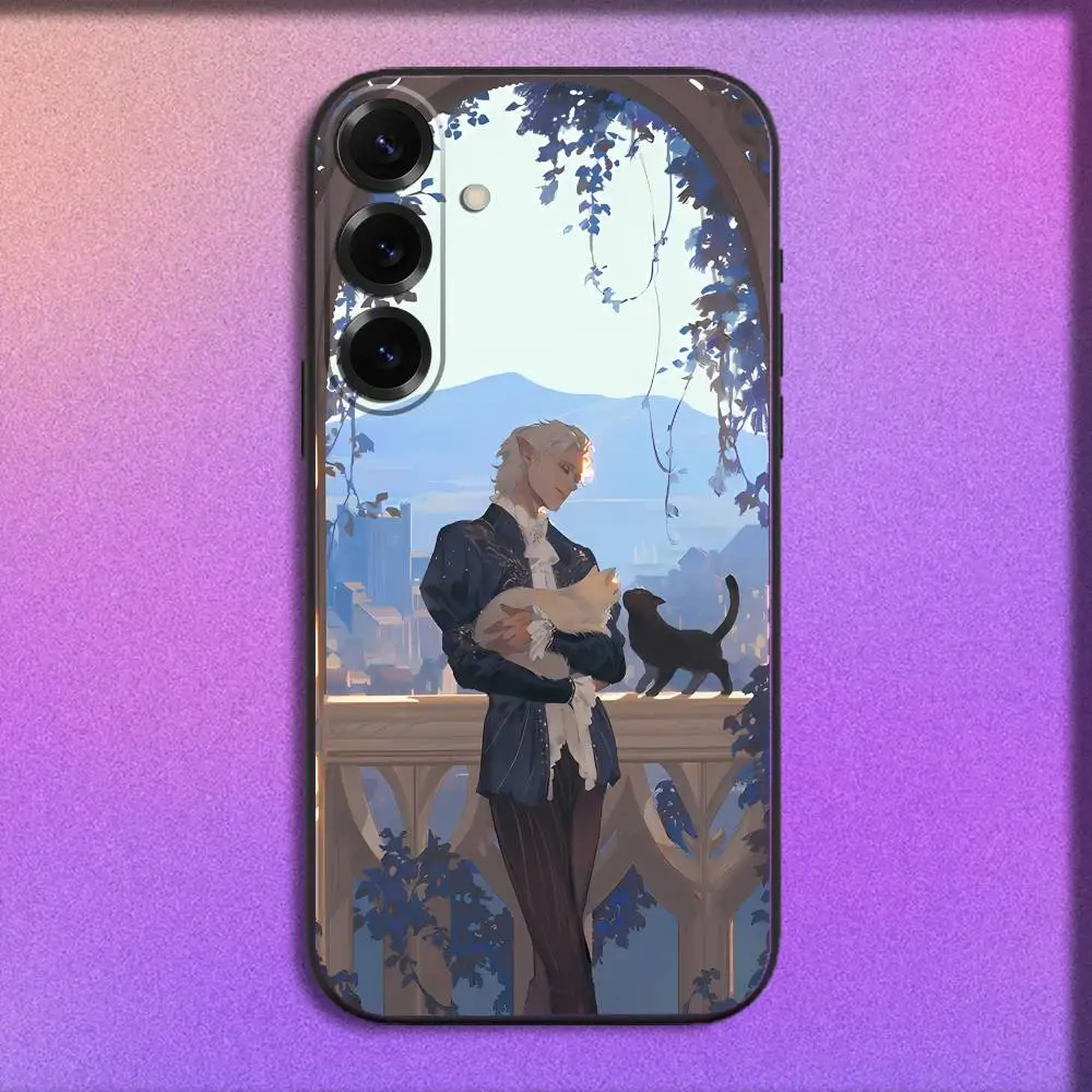 حافظة هاتف B-Baldurs A-Astarion Gate 3 لهاتف سامسونج S25، S24، S21، S22، S23، S30، Ultra، S20، Plus، Fe، Lite، 5G غطاء أسود