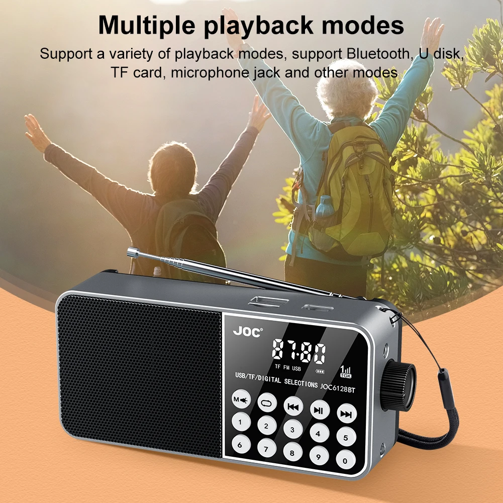 Mini Portable Radio Bluetooth-Compatible Wireless MP3 Radio LED Digital Display Stereo MP3 Player for Emergency Hurricane