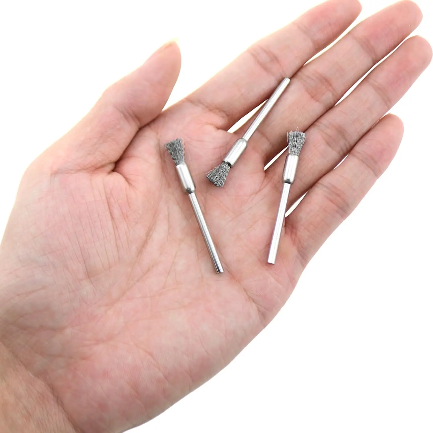 5Pcs Steel Wire Brush 3mm Shank Polishing Wheel Mini Drill Dremel Metal Rust Removal Surface Pretreatment Grinding Rotary Tool