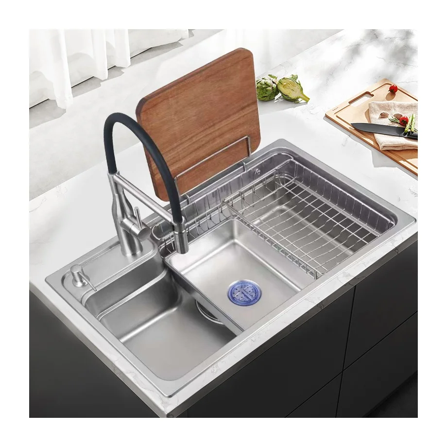 */For Hot Sale Classic Rectangular Stainless Steel Single Bowl Kitchen Sink New Design Above Counter Installation Without Faucet