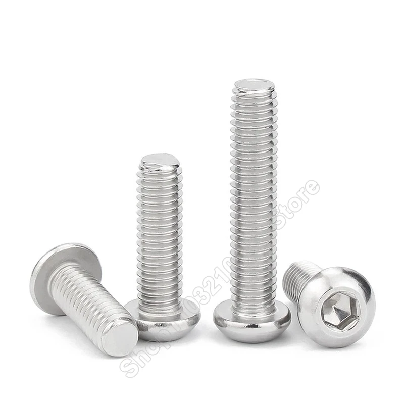 316 A4 Stainless Steel High Quality M3 M4 M5 Marine Grade Hexagon Hex Socket Round Head Button Head Allen Screw Bolts L 4-60mm