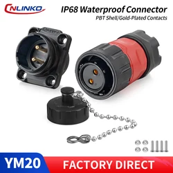 CNLINKO M20 IP68 Waterproof Circular Wire to Board Connector 2/3/9 Pin 12V 5-20A Panel Mount for Automotive, Marine & Industrial