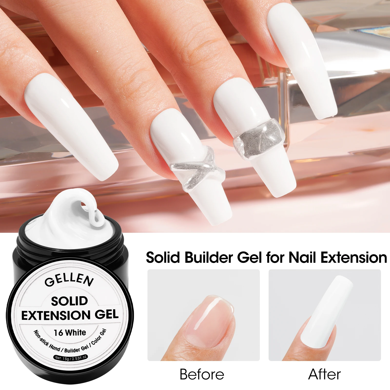White Nail Solid Builder Gel White 3D Sculpting Gel Non Sticky Hand Sculpting Molding Carving Patterns Decoration Nail Extension