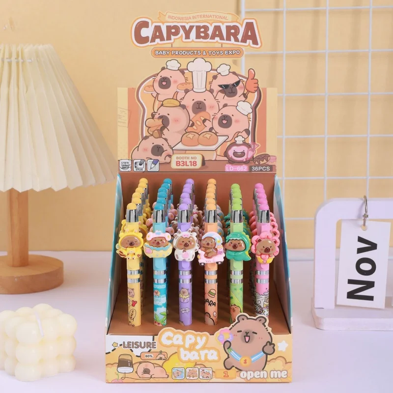 

36pcs/lot Kawaii Capybara Gel Pen Cute 0.5mm Black Ink Neutral Pen Gift Stationery Office School Supply