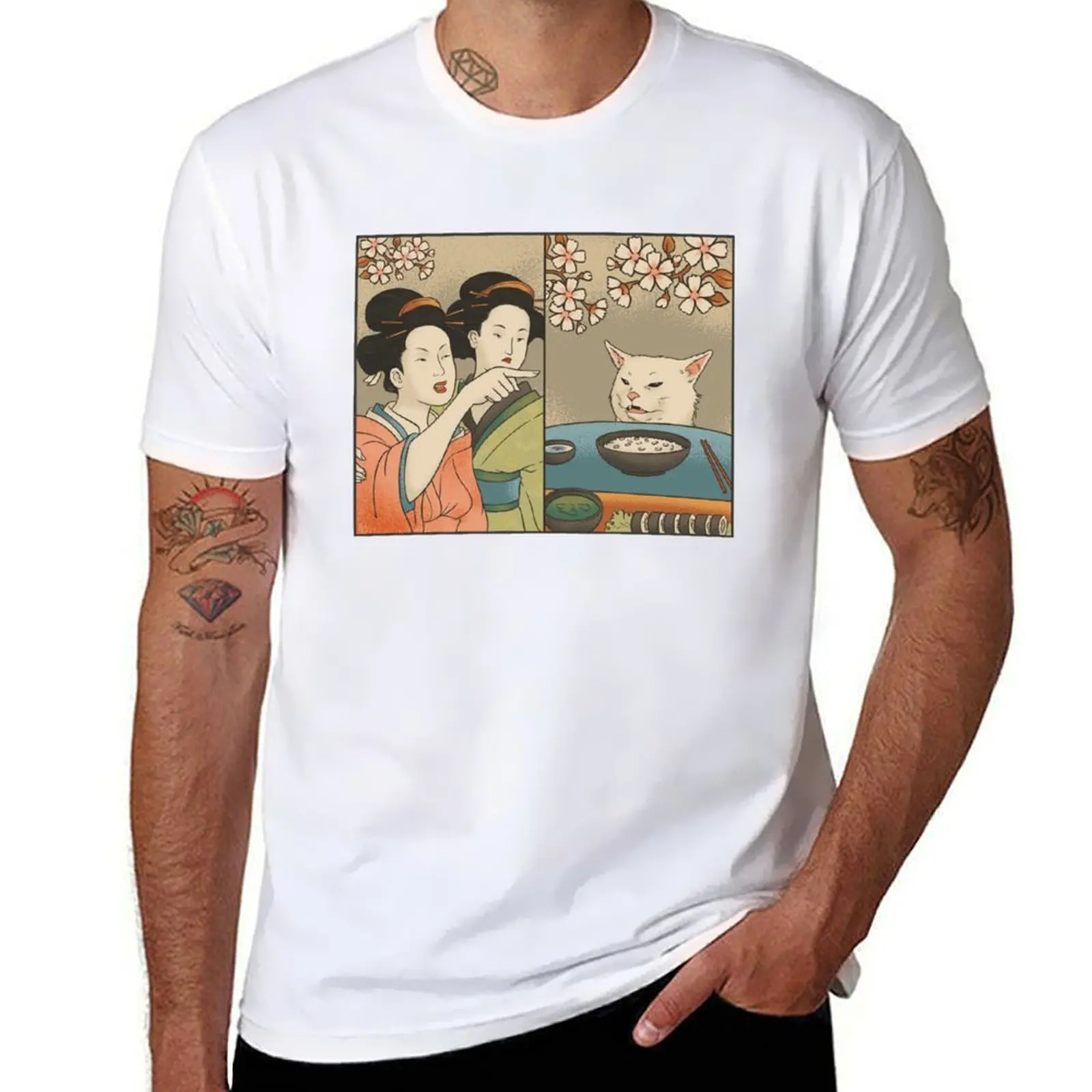 

Japanese woman yells at cat meme T-Shirt t shirts for man cotton t shirt men 100% cotton luxury brand T-Shirt