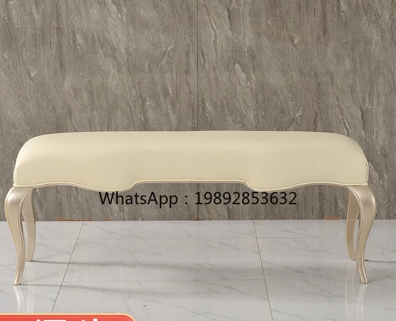 LYY American Style Light Luxury Bed End Stool Solid Wood Nappa Leather Living Room Recliner Sofa Bedroom Bed Bench